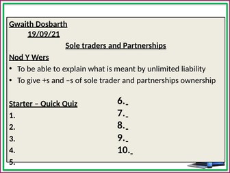 3. Soletrader and Partnerships (part 1)
