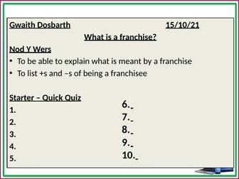 6. Franchising (part 1)