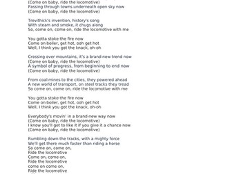 History of transport song The Locomotive for trains - Lyrics and Backing track (The Lococmotion)
