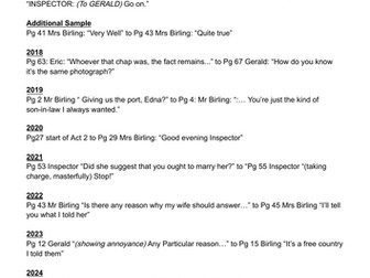 An Inspector Calls Practise Questions Booklet for Edexcel GCSE Drama