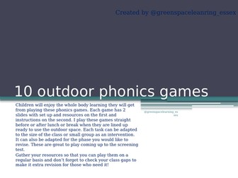 10 outdoor phonics games for Year 1