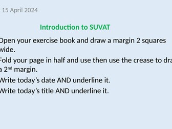 Very basic introduction to SUVAT