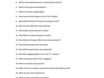 Crime and Punishment Big Quiz 1500-1700