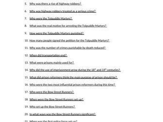 Crime and Punishment Big Quiz-1700-1900