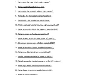 Crime and Punishment Big Quiz- 1900-present