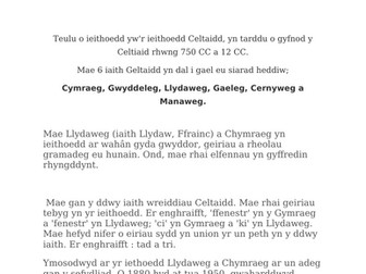 Gwers ar yr Iaith Lydaweg ar gyfer BLWYDDYN 6: CYMRAEG IAITH GYNTAF