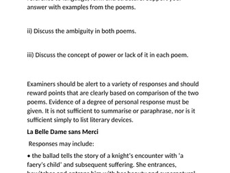 iGCSE points of comparison between "La Belle Dame Sans Merci" and "My Last Duchess"
