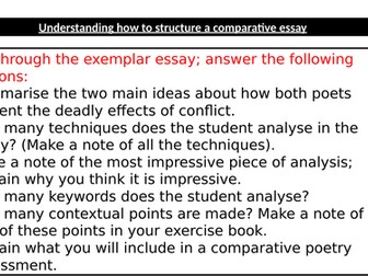 AQA English Lit, Paper 2: - Exemplar essay/Planning lesson ('Exposure' and 'Bayonet Charge')