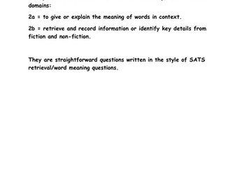 KS2 SATS Reading Comprehension Retrieval/Word Meaning 2a/2b Practice Questions