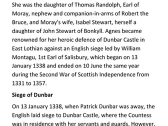 Lady Agnes Dunbar Handout