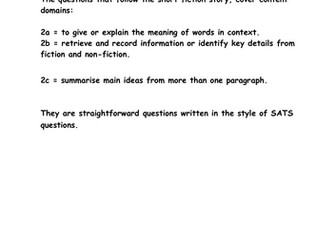 KS2 SATS Practice Reading Comprehension - Retrieval/Meaning/Summary 2a/2b/2c