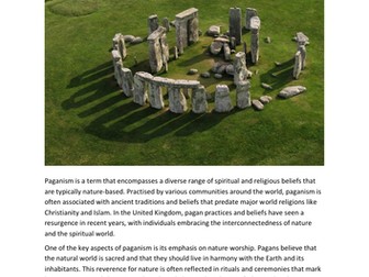 Religious Studies – Paganism – Reading Comprehension