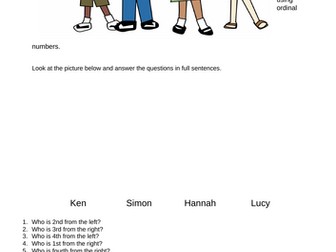 Ordinal Numbers worksheet pack