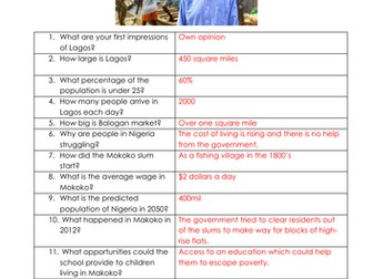 Michael Palin in Nigeria Episode 1 (Lagos and Kano) Documentary Worksheet