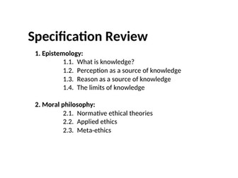 A Level Philosophy Specification Review: Paper 1