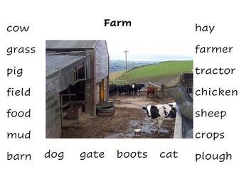 A3 Vocab for small world area (farm)