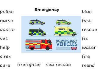 A3 Vocab poster for small world area (emergency)