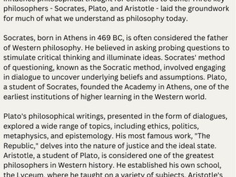 Ancient Greek Philosophy – Reading Comprehension