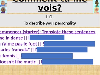 Y7 French Studio 1 Comment tu me vois