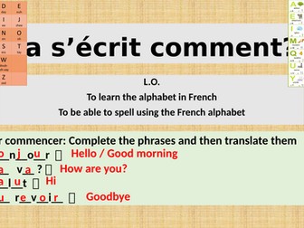Y7 French Alphabet Lesson