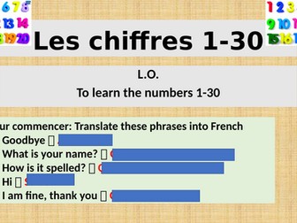 Y7 French Numbers 1-30