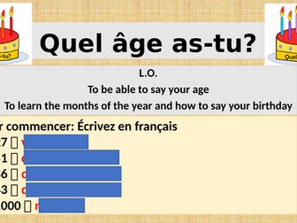 Y7 French Age and birthday