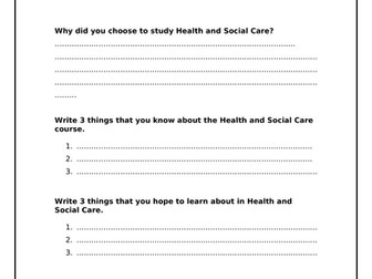 BTEC TECH AWARD IN HEALTH AND SOCIAL CARE INTRODUCTION