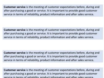GCSE Customer Service