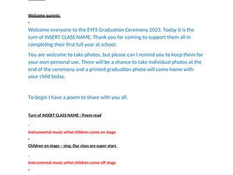 EYFS Graduation plan, letter and tickets templates