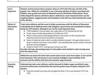 Why Labour Lost the 1979 election - A Level model answer