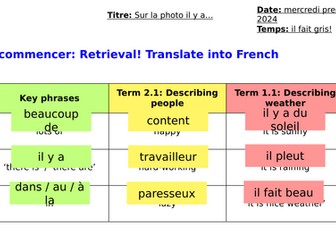 Photo Card French AQA