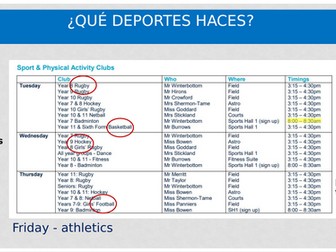 Spanish Lesson KS3 - deportes