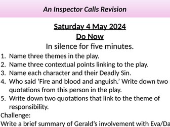 An Inspector Calls - Final preparation for the 2024 Exam Eric Question
