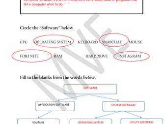 ANSWERS: Computer Software worksheet