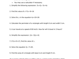 20 Min Math Year 8_1 with answers