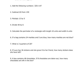 20 Min Math Year 4_1 with answers