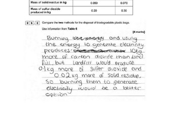 AQA Extended response questions for Chemistry and Trilogy Chemistry