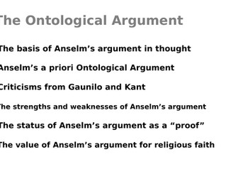 The Ontological Argument - Power point and a worksheet for KS5 RS A-level