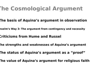 The Cosmological Argument - Power point and a worksheet for KS5 RS A-level