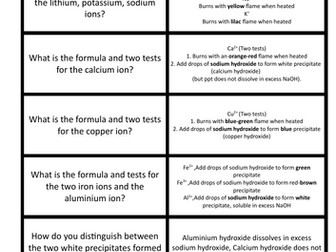 Flash card revision Chemistry Paper 2