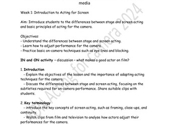 KS3 ACTING FOR CAMERA SOL