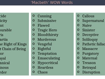 'Macbeth' WOW Words