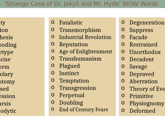 'Strange Case of Dr. Jekyll and Mr. Hyde' WOW Words