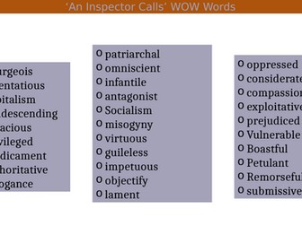 'An Inspector Calls' WOW Words