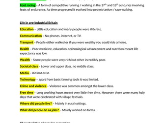 AQA Alevel PE - Pre-industrial Britain