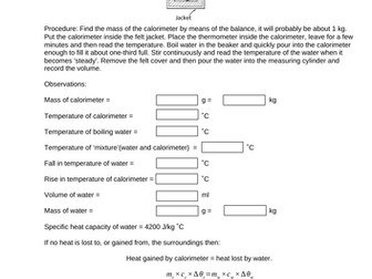 Experiment: To find the specific heat capacity by the method of mixtures