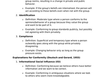 Social Influence Revision Notes (AQA A Level Psychology) Paper 1