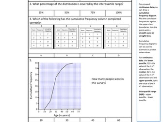 Interpret Cumulative Frequency Charts