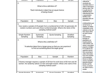 Sampling Techniques (Higher)