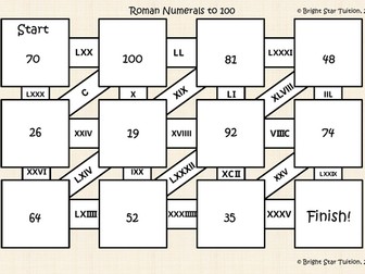 Roman Numerals to 100 fun maze activity